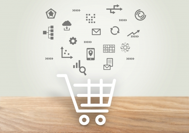 ショッピングカートとさまざまなアイコン