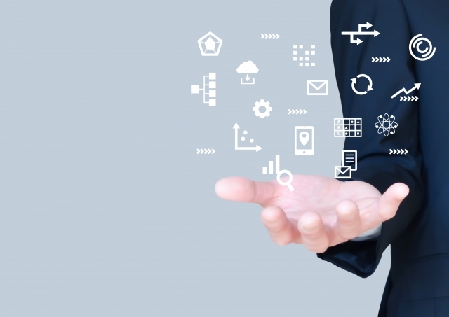 ビジネスマンの手と仕事のアイコン