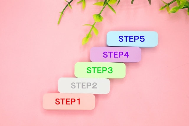 階段状に置かれた5つのステップ