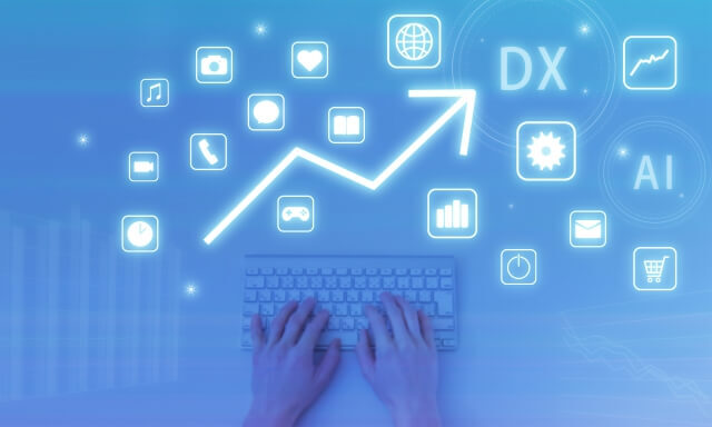 成長曲線を描く矢印